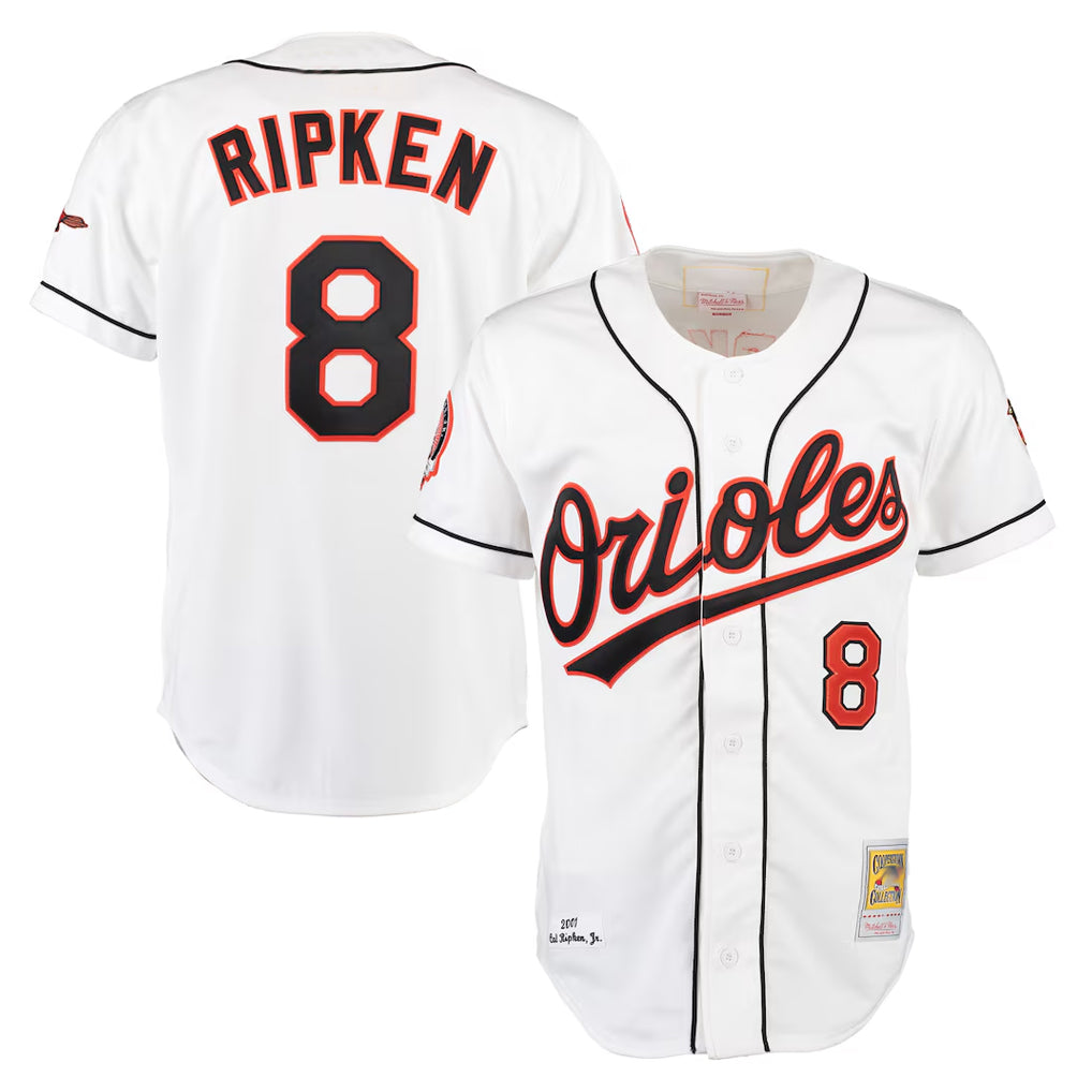 Baltimore Orioles #8 Cal Ripken Player White FEDASGOGE Mitchell & Ness Home Game Stitched Jerseys