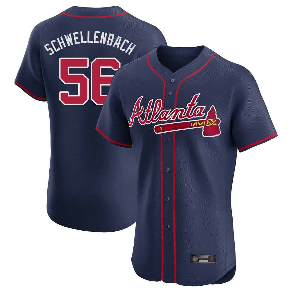 Atlanta Braves #56 Spencer Schwellenbach Player Navy FEDASGOGE Limited Elite Home Game Stitched Jerseys