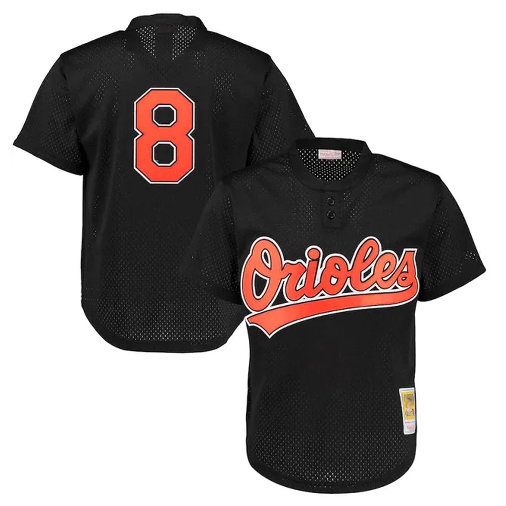 Baltimore Orioles #8 Cal Ripken Player Black FEDASGOGE Mitchell & Ness 1997 Cooperstown Mesh Game Stitched Jerseys