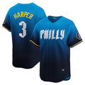 Philadelphia Phillies #3 Bryce Harper Blue FEDASGOGE City Connect Limited Player Jersey
