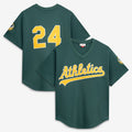 Oakland Athletics #24 Rickey Henderson Mitchell & Ness Green FEDASGOGE Authentic Batting Practice Jersey