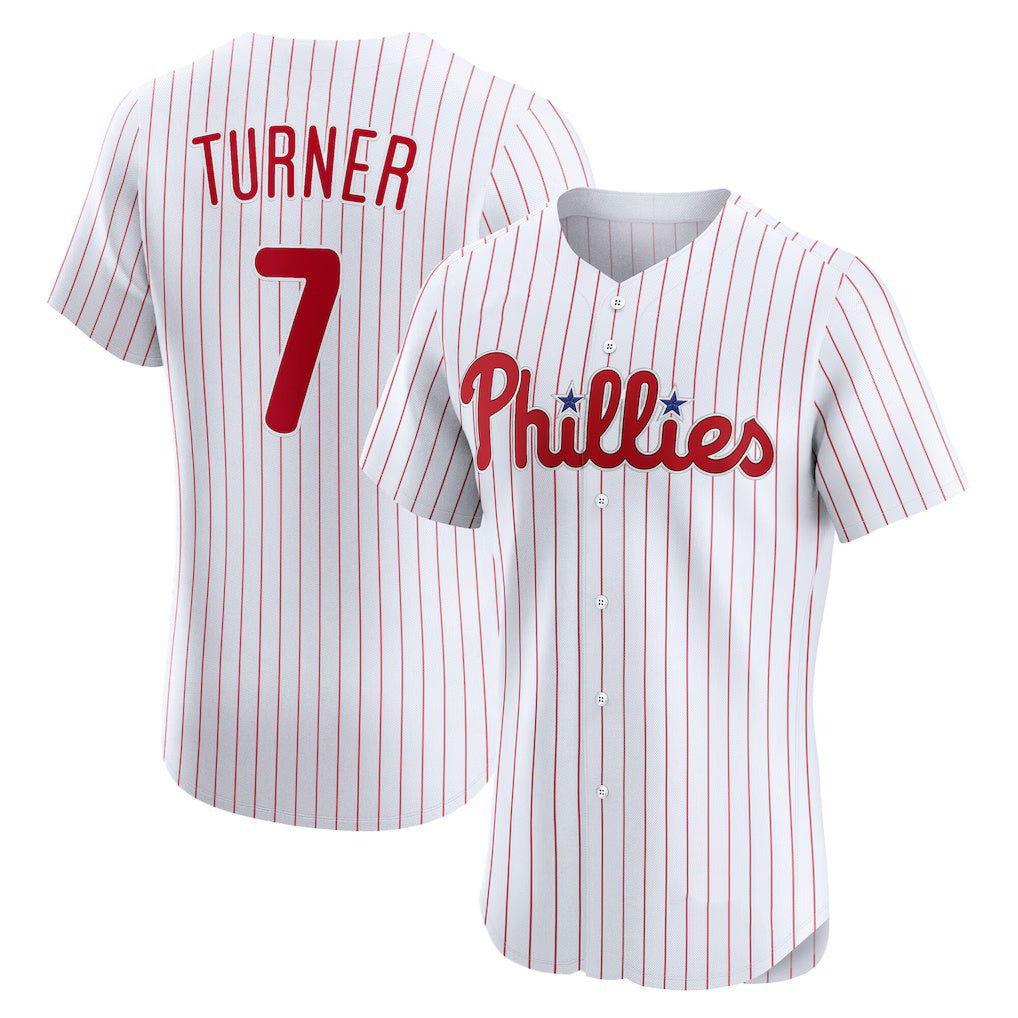 Philadelphia Phillies #7 Trea Turner White FEDASGOGE Home Elite Jersey