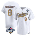 Los Angeles Dodgers #8 Enrique Hern¨¢ndez Player White Gold FEDASGOGE World Series Collection Limited Home Stitched Jerseys