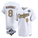 Los Angeles Dodgers #8 Enrique Hern¨¢ndez Player White Gold FEDASGOGE World Series Collection Limited Home Stitched Jerseys