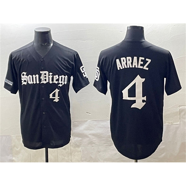 San Diego Padres #4 Luis Arraez Black FEDASGOGE Gothic Edition Vapor Limited Stitched Jersey