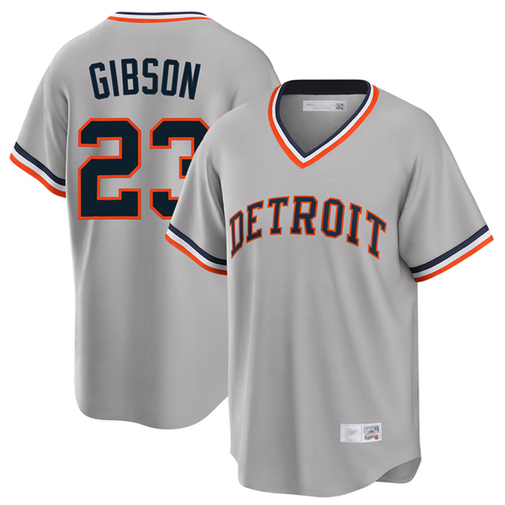 Detroit Tigers #23 Kirk Gibson Player Gray FEDASGOGE Cooperstown T-shirt Home Game Stitched Jerseys
