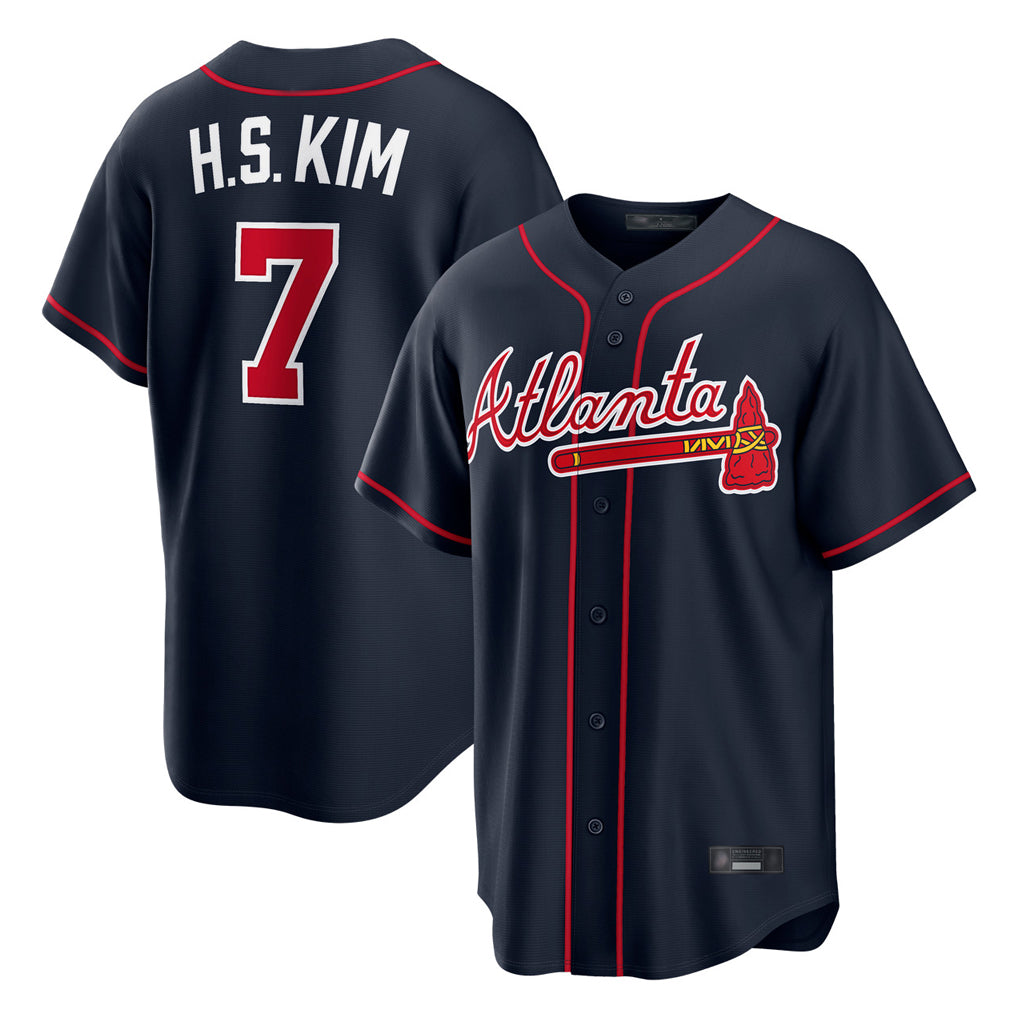 Atlanta Braves #7 Ha-Seong Kim Player Navy FEDASGOGE Home Game Stitched Jerseys