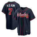 Atlanta Braves #7 Ha-Seong Kim Player Navy FEDASGOGE Home Game Stitched Jerseys