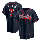 Atlanta Braves #7 Ha-Seong Kim Player Navy FEDASGOGE Home Game Stitched Jerseys