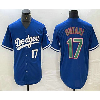 Los Angeles Dodgers #17 Shohei Ohtani Number Blue Green FEDASGOGE Stitched Cool Base Jerseys