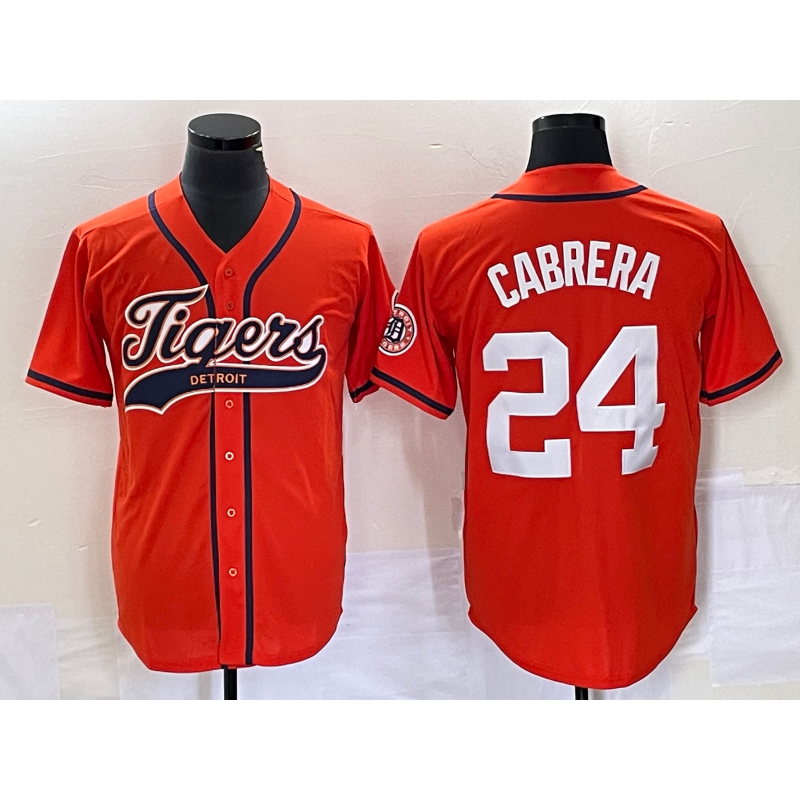 Detroit Tigers #24 Miguel Cabrera Orange FEDASGOGE Cool Base Stitched Jersey