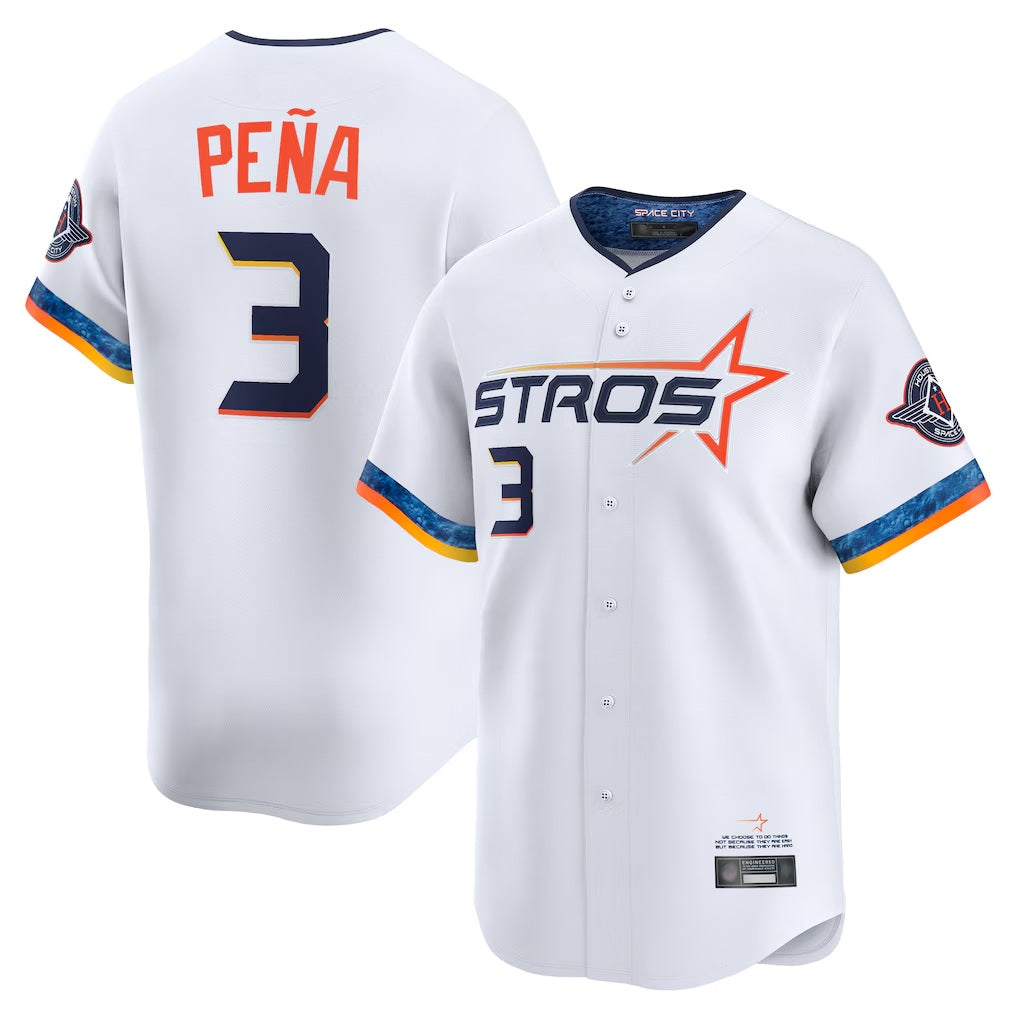 Houston Astros #3 Jeremy Pena Player White FEDASGOGE City Connect Limited Home Stitched Jerseys