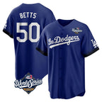 Los Angeles Dodgers #50 Mookie Betts Player Royal FEDASGOGE World Series City Connect Home Game Stitched Jerseys