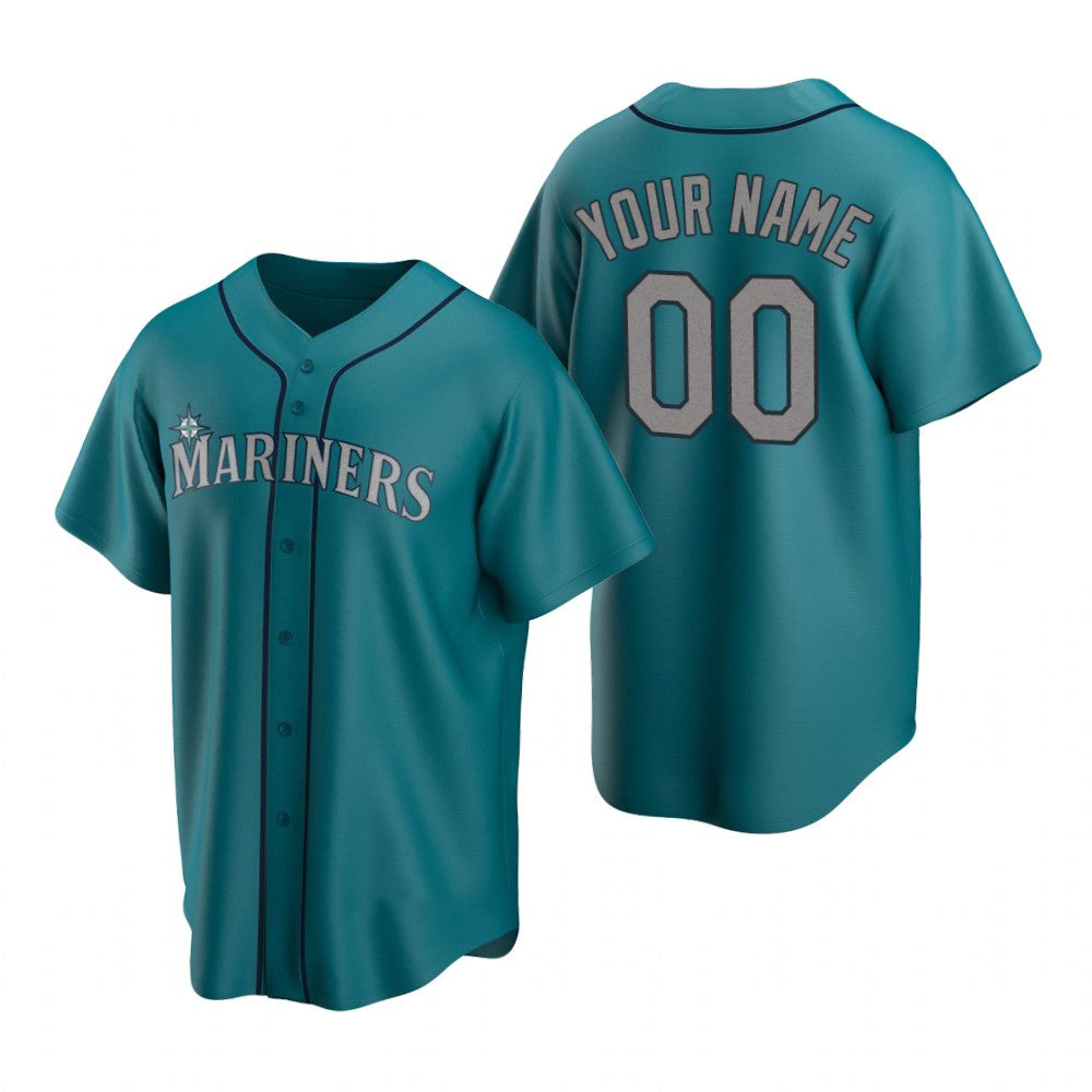 Custom Seattle Mariners Aqua FEDASGOGE Stitched Cool Base Jersey