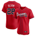 Atlanta Braves #28 Matt Olson Player Red FEDASGOGE Limited Elite Home Game Stitched Jerseys