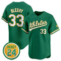 Oakland Athletics #33 JJ Bleday Green FEDASGOGE 2024 Limited With Rickey Henderson Patch Stitched Jersey