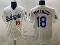 Los Angeles Dodgers #18 Yoshinobu Yamamoto White FEDASGOGE 2026 Gold Collection 9x & B2B Champs Patch Stitched Jersey