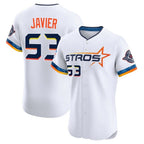 Houston Astros #53 Cristian Javier Player White FEDASGOGE City Connect Limited Elite Home Stitched Jerseys