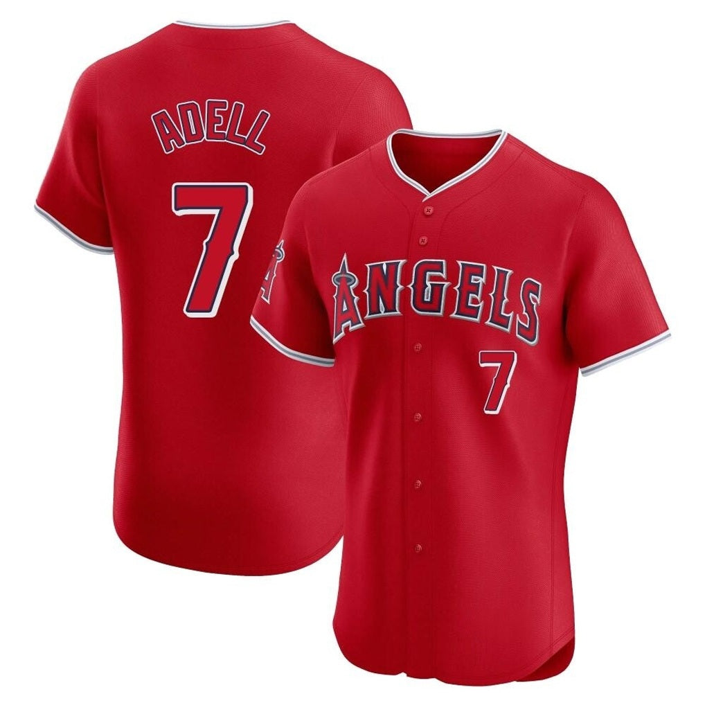 Los Angeles Angels #7 Jo Adell Player Red FEDASGOGE Home Limited Elite Stitched Jerseys