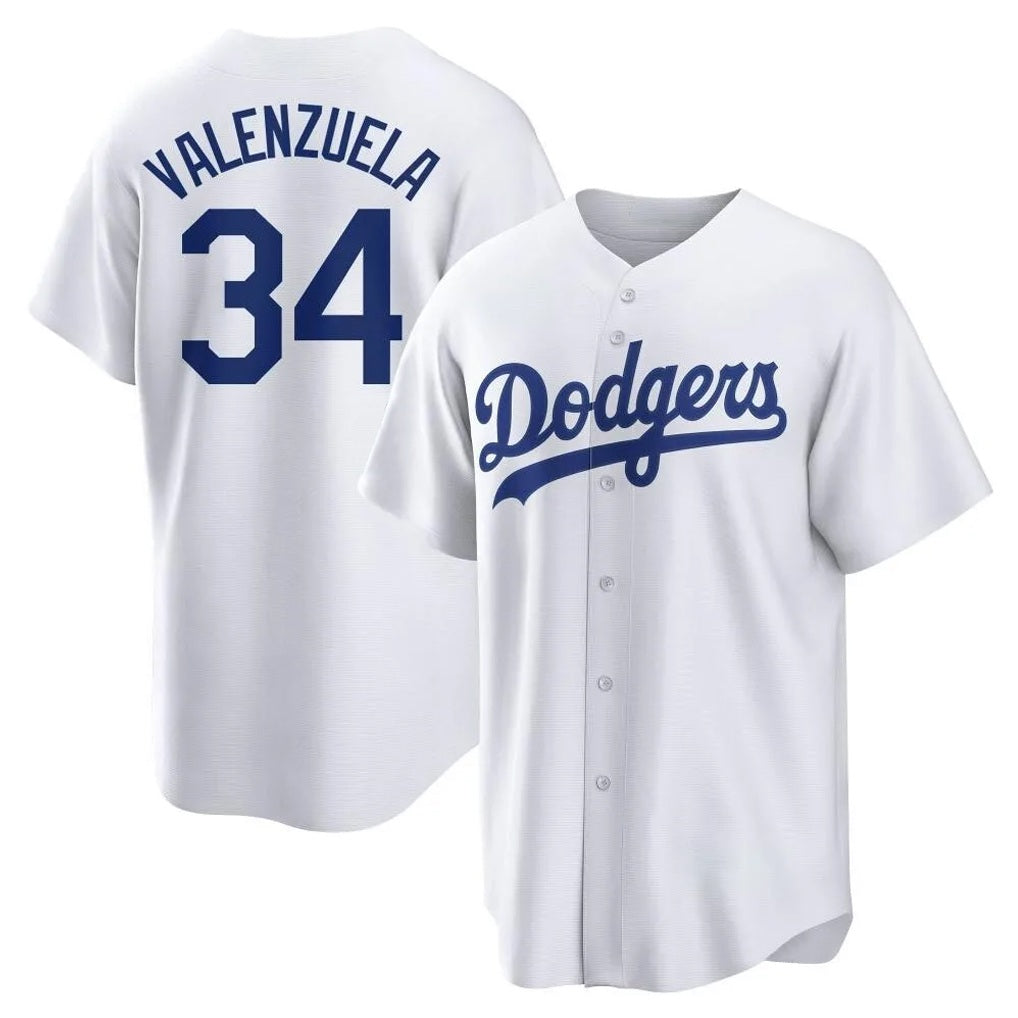 Los Angeles Dodgers #34 Fernando Valenzuela Player White FEDASGOGE Game Home Stitched Jerseys