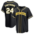 Milwaukee Brewers #24 William Contreras Player Black FEDASGOGE Fashion Out Home Game Stitched Jerseys