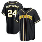 Milwaukee Brewers #24 William Contreras Player Black FEDASGOGE Fashion Out Home Game Stitched Jerseys