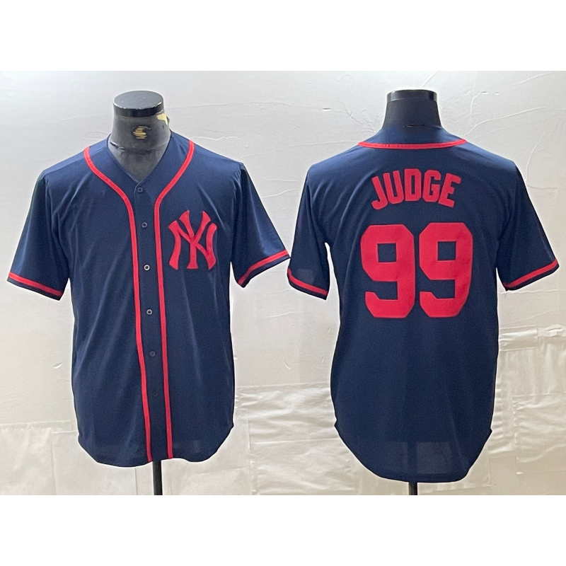 New York Yankees #99 Aaron Judge Navy Red FEDASGOGE Fashion Cool Base Jersey