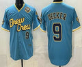 Milwaukee Brewers #9 Bob Uecker Blue FEDASGOGE City Connect Limited Jersey