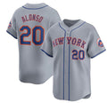 New York Mets #20 Pete Alonso 2024 Gray FEDASGOGE Away Limited Stitched Jersey