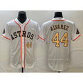Houston Astros #44 Yordan Alvarez Number 2023 White Gold FEDASGOGE World Serise Champions Patch Flex Base Stitched Jersey 2