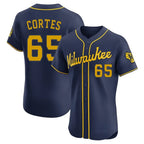 Milwaukee Brewers #65 Nestor Cortes Player Navy FEDASGOGE Home Limited Elite Stitched Jerseys