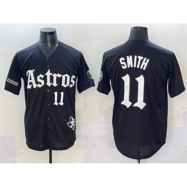 Houston Astros #11 Cam Smith Black FEDASGOGE Gothic 'Houston Born Barrio Raised' Limited Stitched Jersey