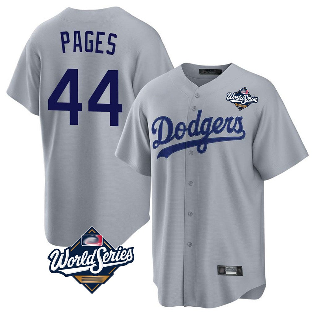 Los Angeles Dodgers #44 Andy Pages Player Gray FEDASGOGE World Series Game Stitched Jerseys