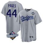 Los Angeles Dodgers #44 Andy Pages Player Gray FEDASGOGE World Series Game Stitched Jerseys