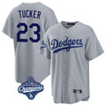 Los Angeles Dodgers #23 Kyle Tucker Player Gray FEDASGOGE World Series Meet Game Stitched Jerseys