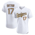 Los Angeles Dodgers #17 Shohei Ohtani Player White Gold FEDASGOGE Limited Elite Home Stitched Jerseys