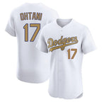 Los Angeles Dodgers #17 Shohei Ohtani Player White Gold FEDASGOGE Limited Elite Home Stitched Jerseys