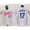 Los Angeles Dodgers #17 Shohei Ohtani White Pink FEDASGOGE Vin & Kobe Patch Stitched Jersey1