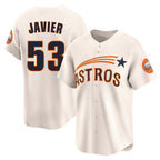 Houston Astros #53 Cristian Javier Player Cream FEDASGOGE Throwback Cooperstown Collection Limited Stitched Jerseys