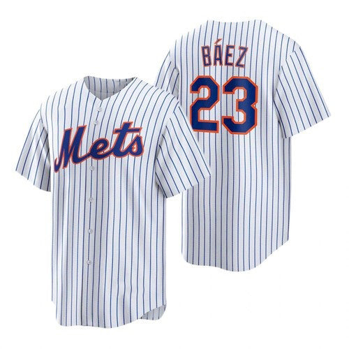 New York Mets #23 Javier Baez White FEDASGOGE Replica Home Jersey