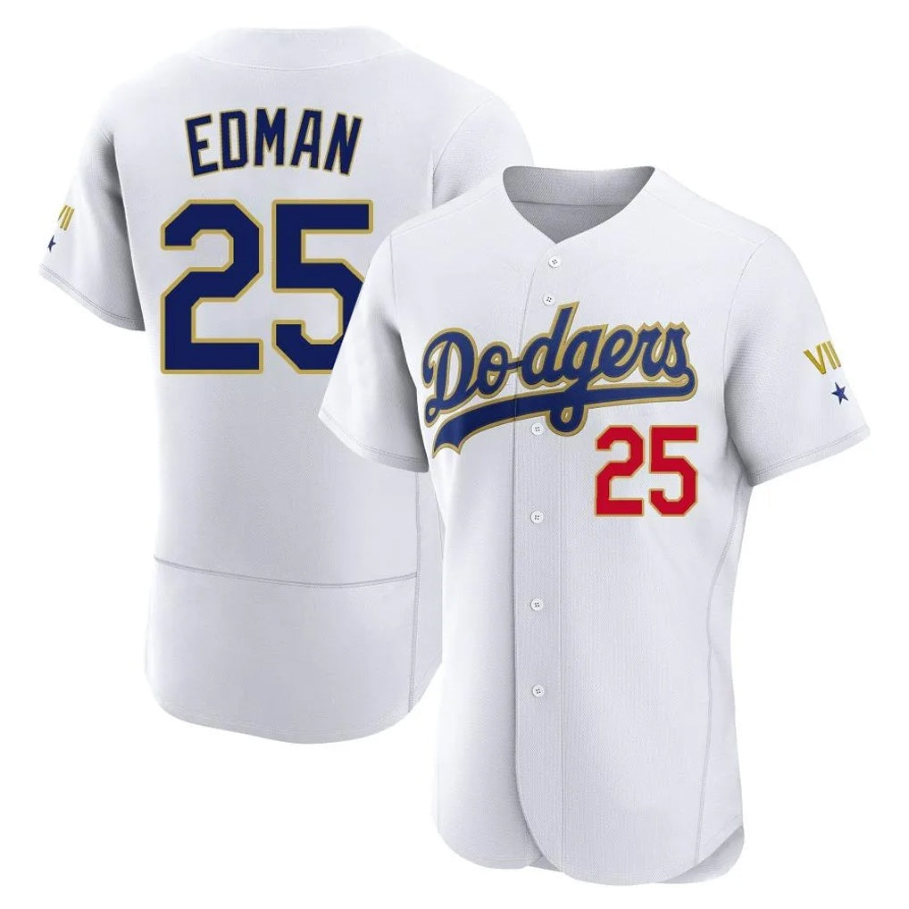 Los Angeles Dodgers #25 Tommy Edman Player Gold White FEDASGOGE 2026 Collection Stadium Limited Elite Stitched Jerseys