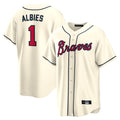 Atlanta Braves #1 Ozzie Albies Player Cream FEDASGOGE Home Game Stitched Jerseys