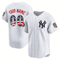 Custom New York Yankees White FEDASGOGE USA 250 Fourth of July Limited Stitched Jersey