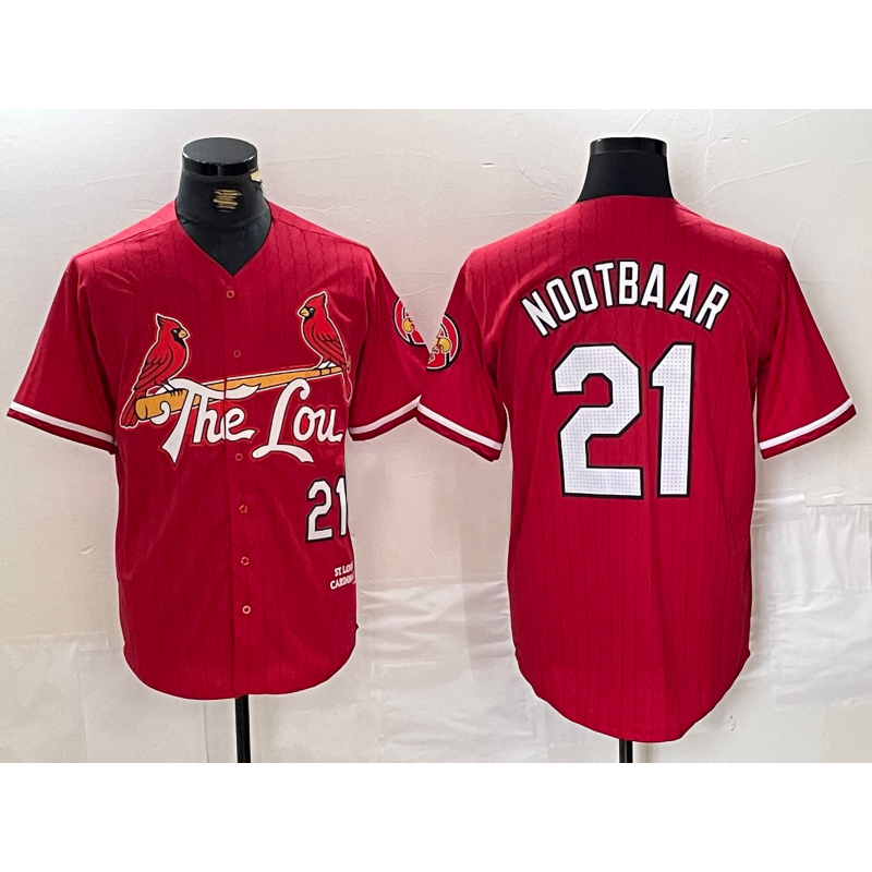 St. Louis Cardinals #21 Lars Nootbaar Red FEDASGOGE 2024 City Connect Limited Stitched Jersey