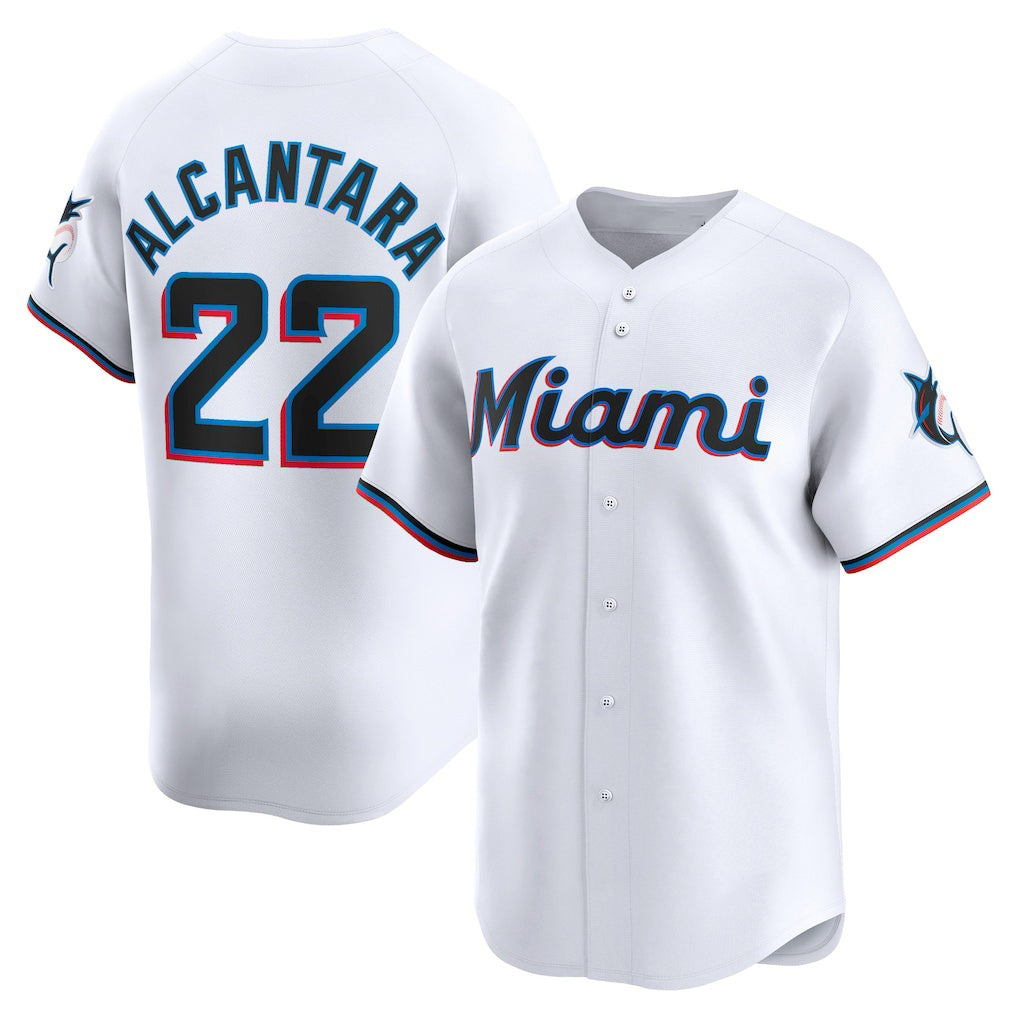 Miami Marlins #22 Sandy Alcantara White FEDASGOGE Home Limited Player Jersey