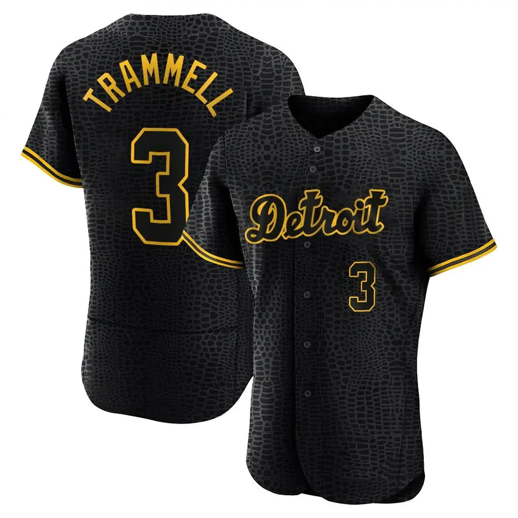 Detroit Tigers #3 Alan Trammell Player Black FEDASGOGE Snake Skin City Limited Elite Home Stitched Jerseys
