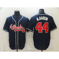 Atlanta Braves #44 Hank Aaron Navy Blue FEDASGOGE Stitched Cool Base Jersey