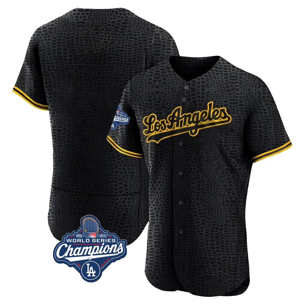 Los Angeles Dodgers Blank Player Black FEDASGOGE Snake Skin City Limited Elite Home World Series Meet Stitched Jerseys