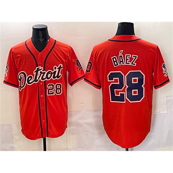 Detroit Tigers #28 Javier B¨¢ez Orange FEDASGOGE With Patch Vapor Premier Limited Stitched Jersey