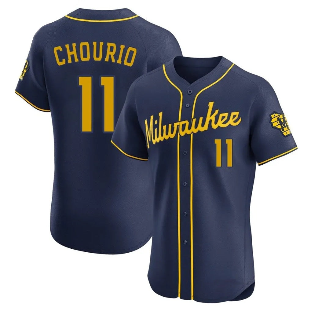 Milwaukee Brewers #11 Jackson Chourio Player Navy FEDASGOGE Home Limited Elite Stitched Jerseys